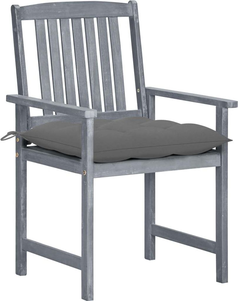 vidaXL Gartenstühle mit Kissen 4 Stk. Grau Massivholz Akazie