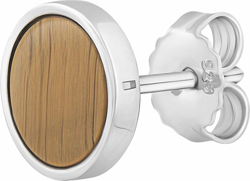 cai Single-Ohrstecker 925/- Sterling Silber 0,9cm weiß Tigerauge braun 132220564