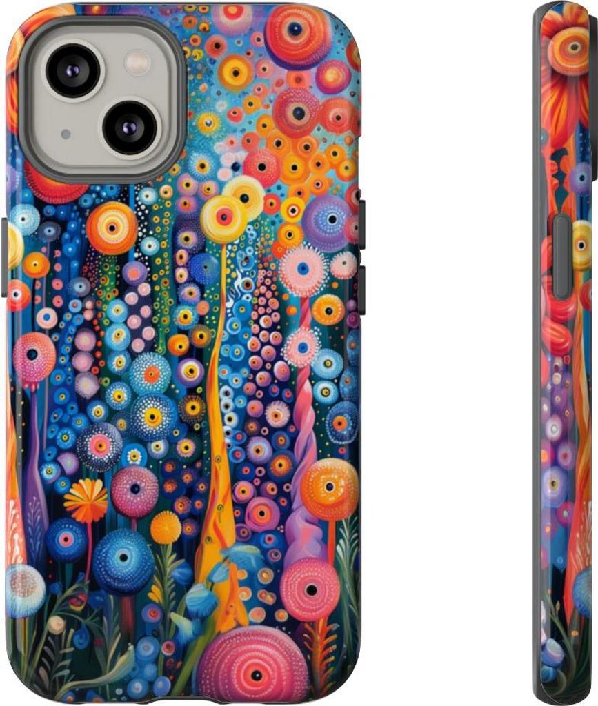 Lebhaftes abstraktes Blumenmuster – Hülle Kompatibel mit iPhone 14