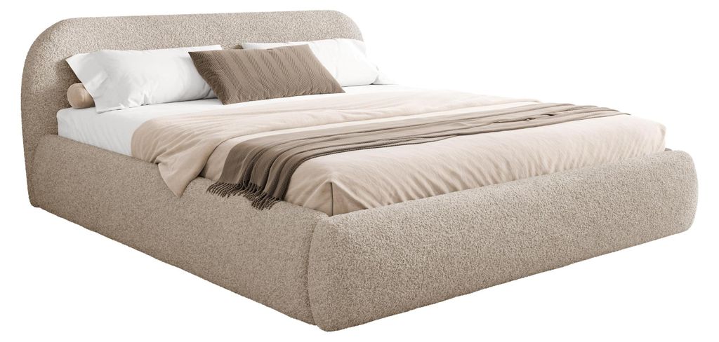 MIRJAN24 Polsterbett Talori, Dopellbett mit Bettkasten, Leistenlattenrost aus Holz (Farbe: Lambi 06, Größe: 160x200 cm)