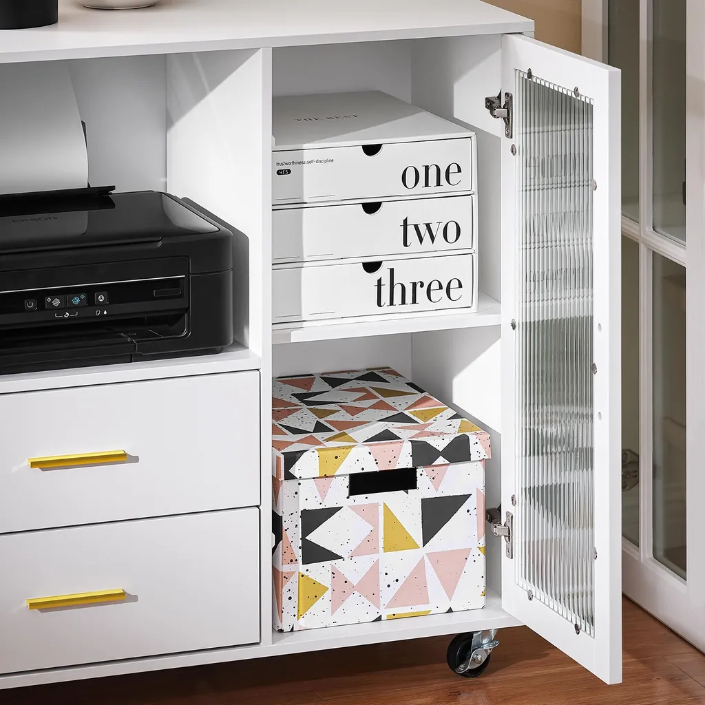 Petit Buffet de Cuisine Mobile Blanc - Solution Gain de Place ASK09-W
