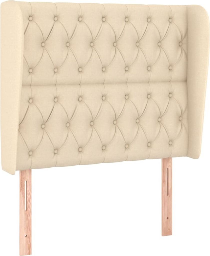 Kopfteil mit Ohren Creme 93x23x118/128 cm Stoff