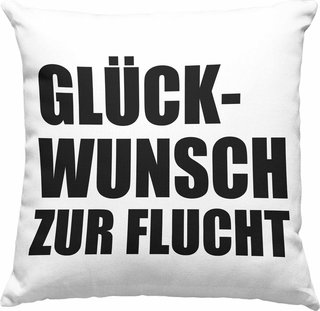 Trendation - Jobwechsel Deko-Kissen mit Füllung 40x40 Geschenk Kollegin Kollege Lustig Abschiedsgeschenk Sprüche Glückwunsch Zur Flucht Deko-Kis...