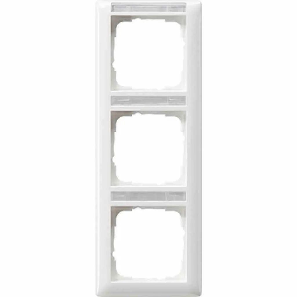 Cadre Gira 3 postes blanc brillant avec champ d'inscription 110303