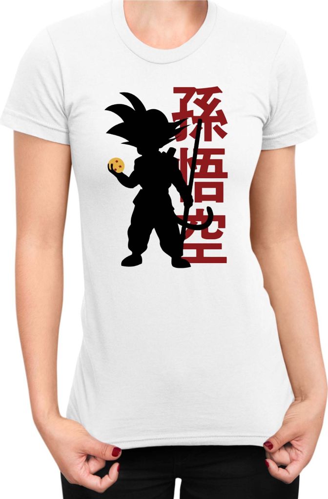 Damen T-Shirt Dragon Anime Manga Ball Z Goku 25, Lady 2XL / Weiß