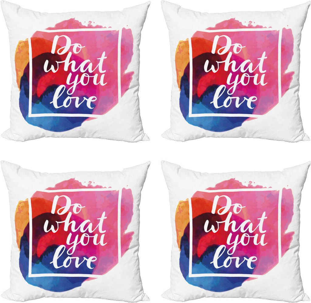 ABAKUHAUS Liebe was du tust Kissenbezug Set (4 Stück), Modernes Thema Liebe Arbeit, Moderner Doppelseitiger Digitaldruck, 60 cm x 60 cm, Mehrfarbig
