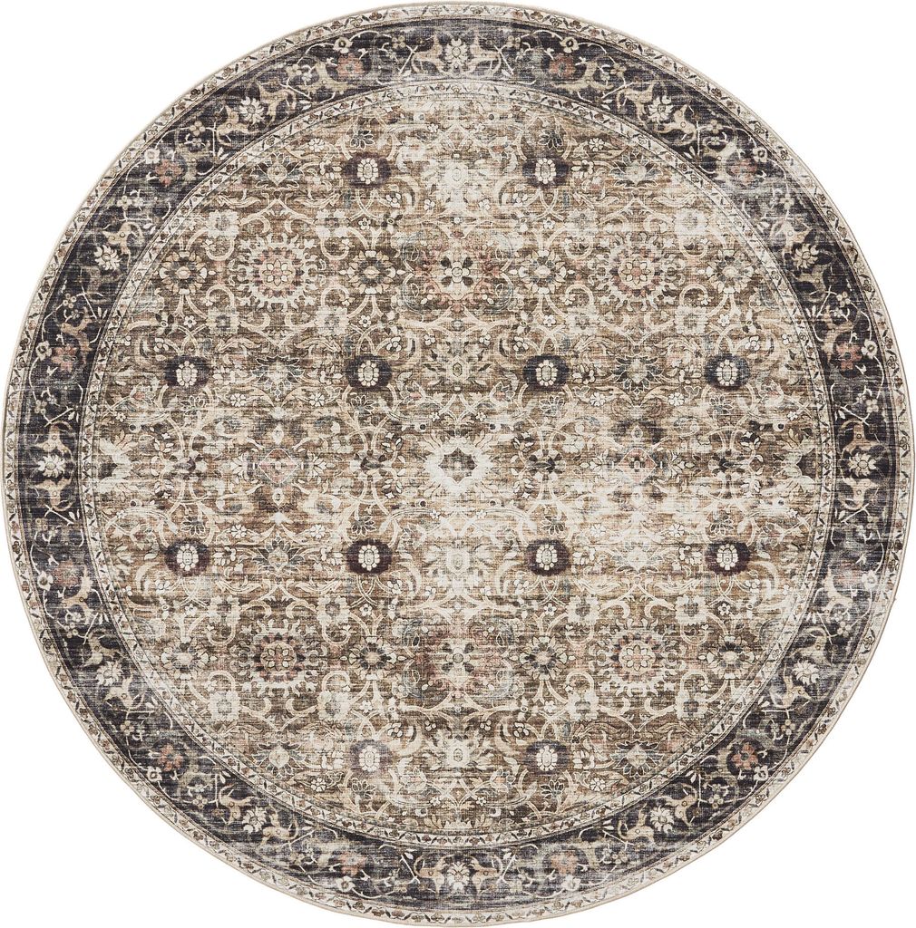Interiyou Waschbarer Teppich Gent Anthrazit/Taupe ø 160 cm rund