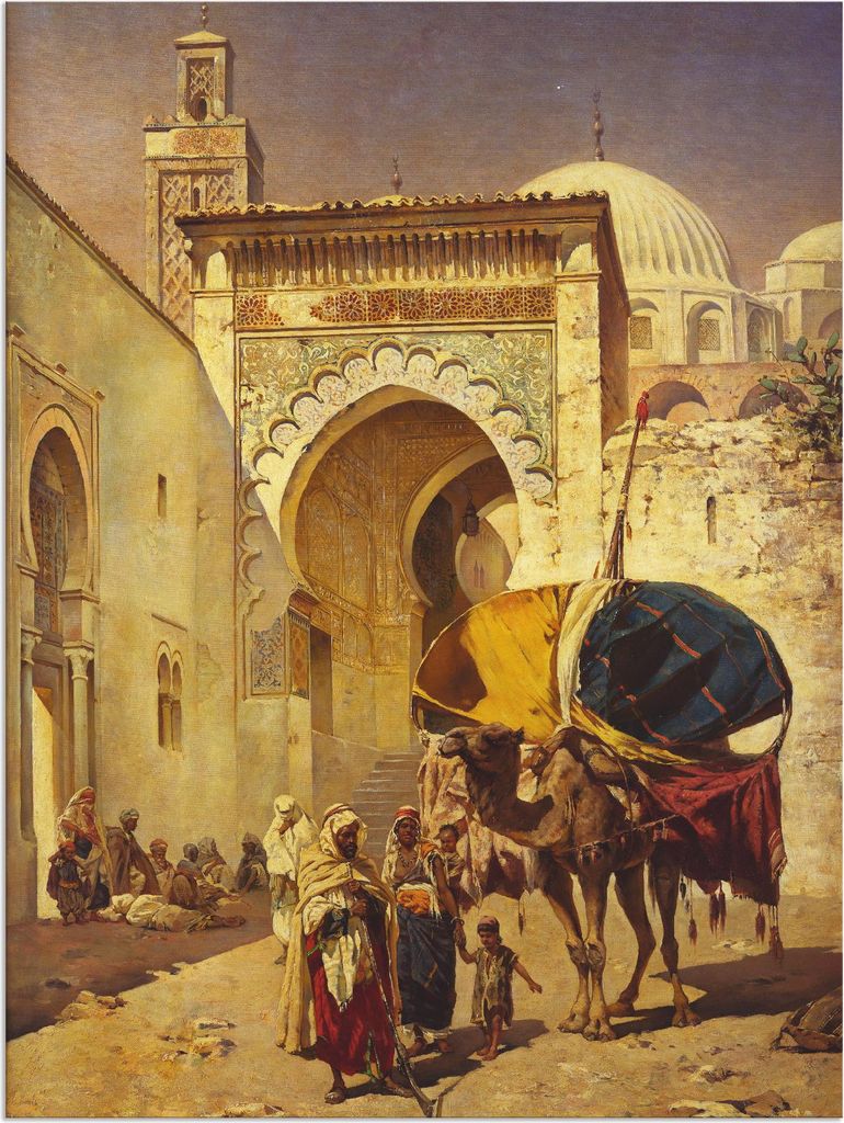 ARTland Wandbild Alu für Innen & Outdoor Eine arabische Straßenszene. Größe: 90x120 cm