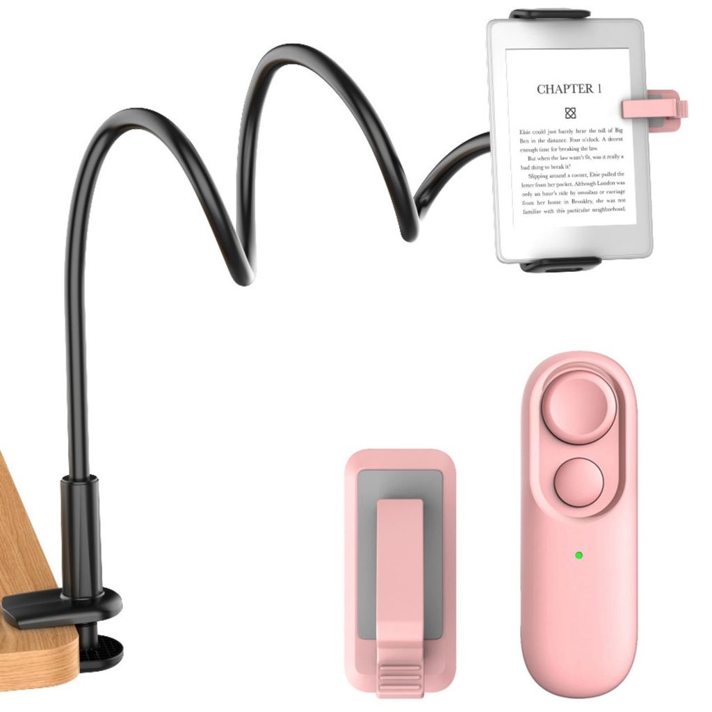 Zimilo Kabellose Kindle Fernbedienung mit Tablet Ständer, Bluetooth Umblätterer für E Reader, andy und Tablet, 4,7 bis 10,35 Zoll, Weiß