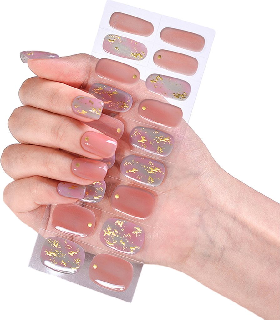 UV-3D-Nagelaufkleber, vollfarbig, spurloses Gelmaterial, schönes, leichtes Nagelpflaster für ganztägigen Komfort