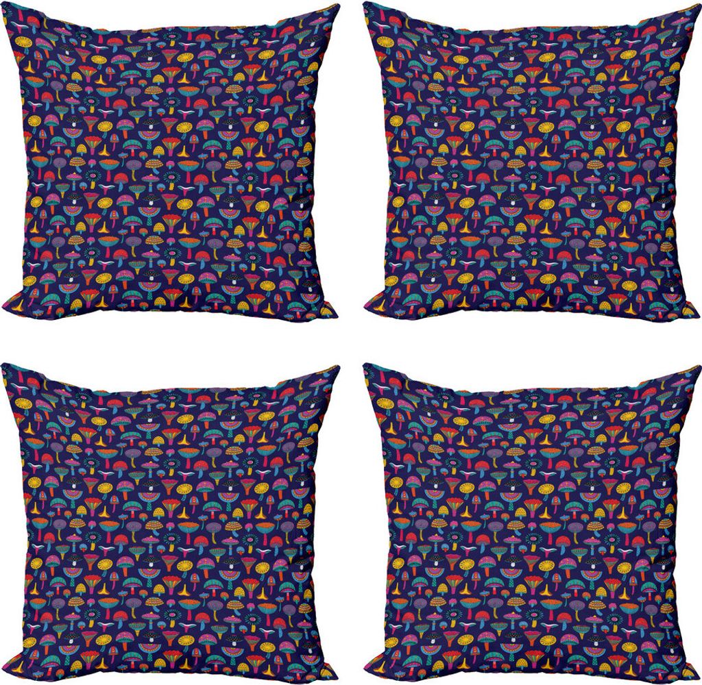 ABAKUHAUS Verrückt Kissenbezug Set (4 Stück), Sechziger-Retro Colors, Moderner Doppelseitiger Digitaldruck, 60 cm x 60 cm, Mehrfarbig