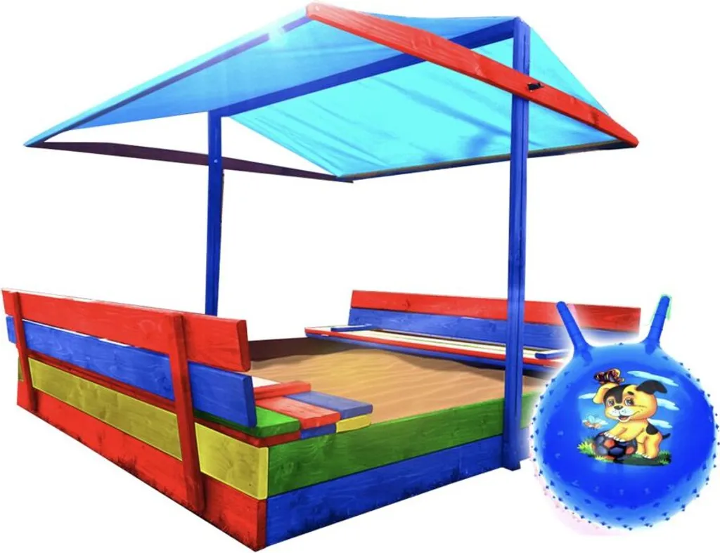 Jouet extérieur bac à sable bois 120x120 avec toit pour terrasse