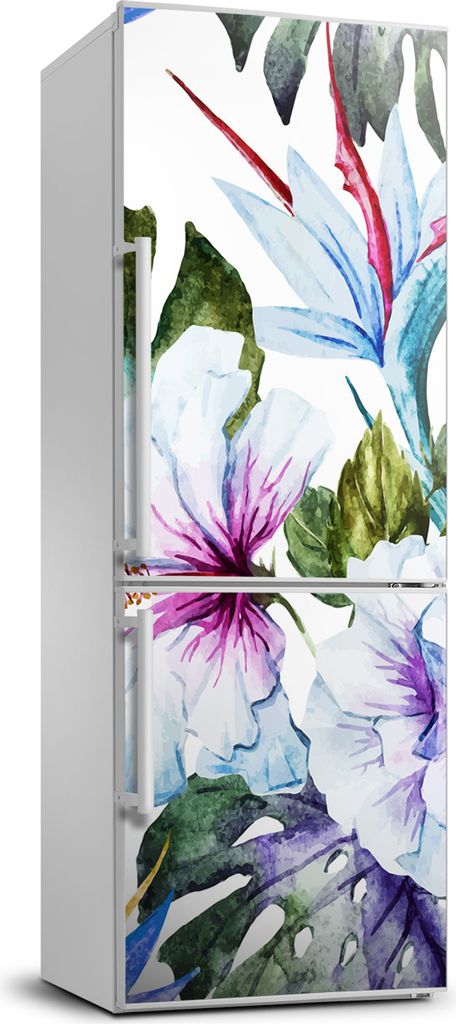 Tulup Kühlschrankdekoration - 70x190 cm - Aufkleber auf dem Kühlschrank - Hawaii-Blumen
