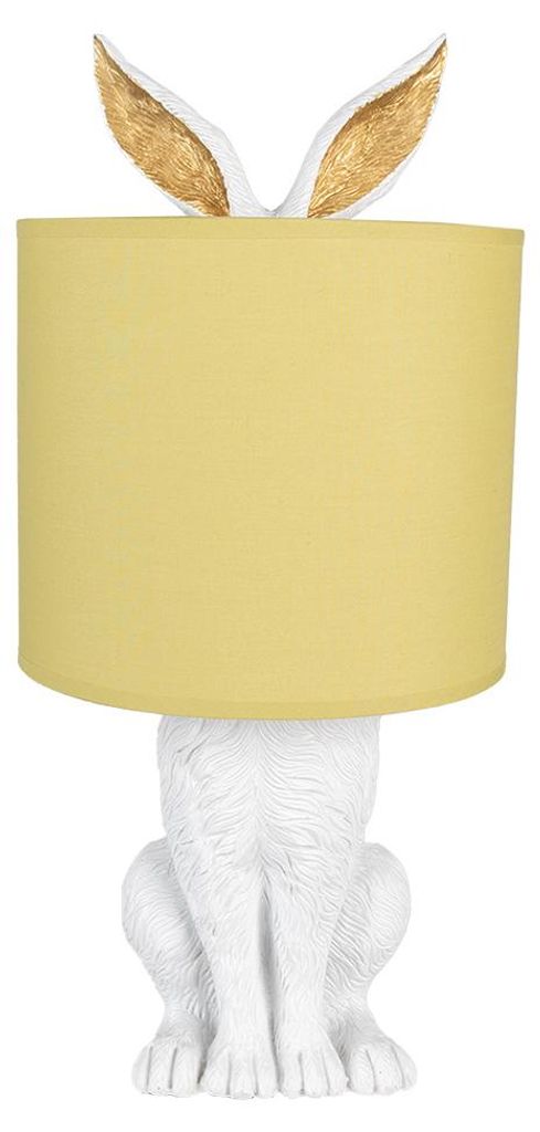 Stolní lampa Clayre & Eef Rabbit Ø 20x43 cm Bílá žlutá Obrázek produktu 