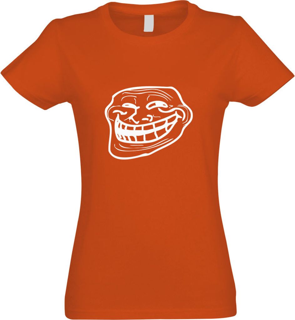 Kiwistar - T-Shirt tailliert - Damen - orange - Troll Face - Coolface - mit Motiv Bedruckt - Funshirt Design - Sport - Freizeit - Damen - M