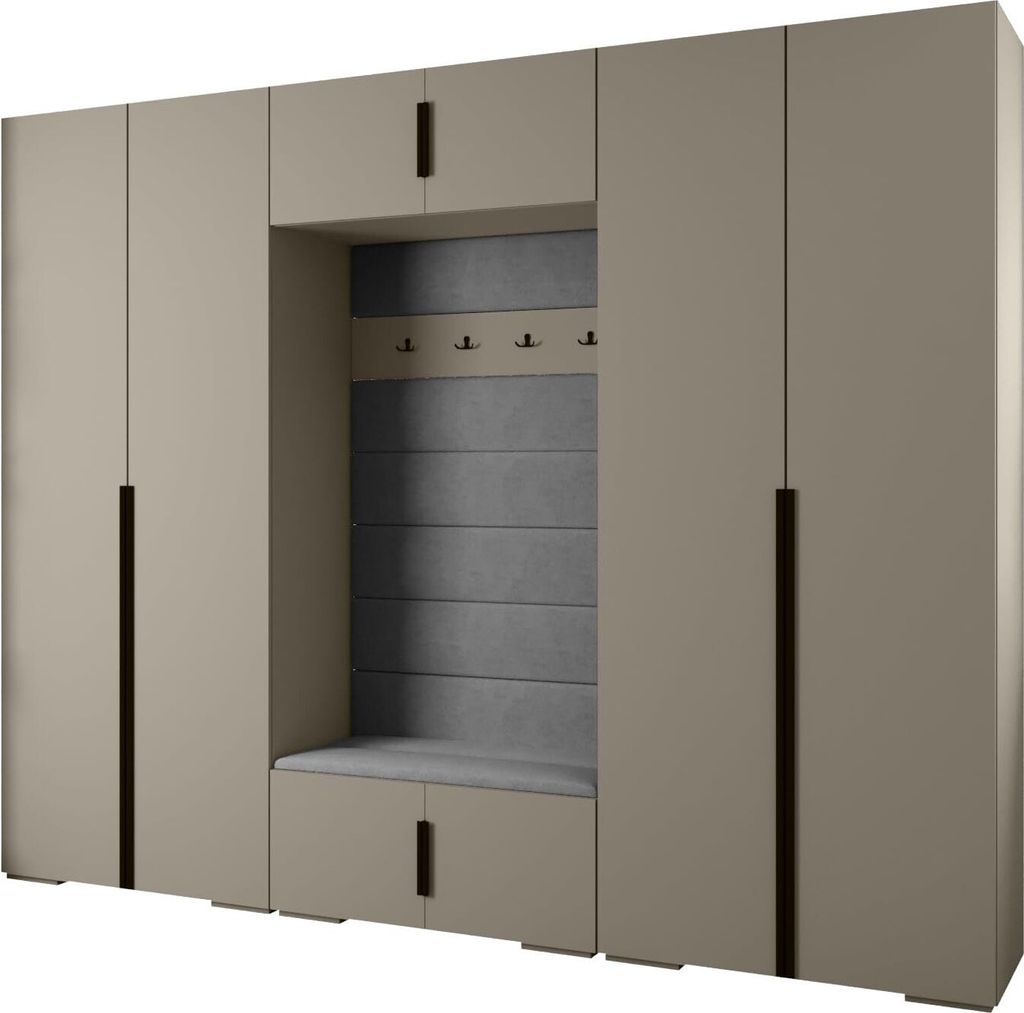 MEBLE KRYSPOL Inova 1 Möbelset Garderobe, 236,7x300x47cm - Kaschmir, Manila 16, Schwarz
