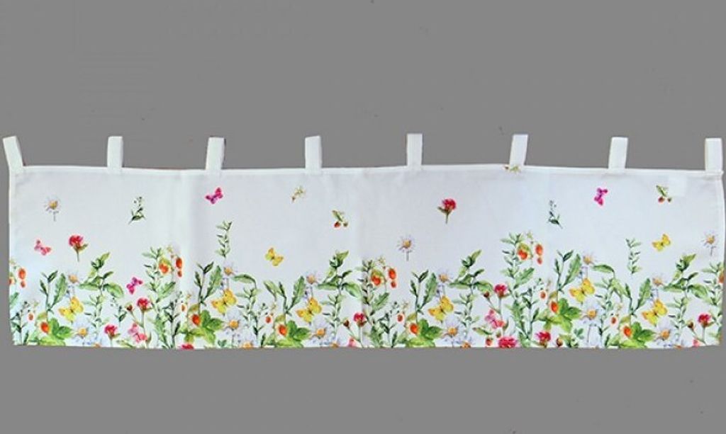Gardine mit Blumen und Schmetterlinge 30 x 120 cm Produktbild 