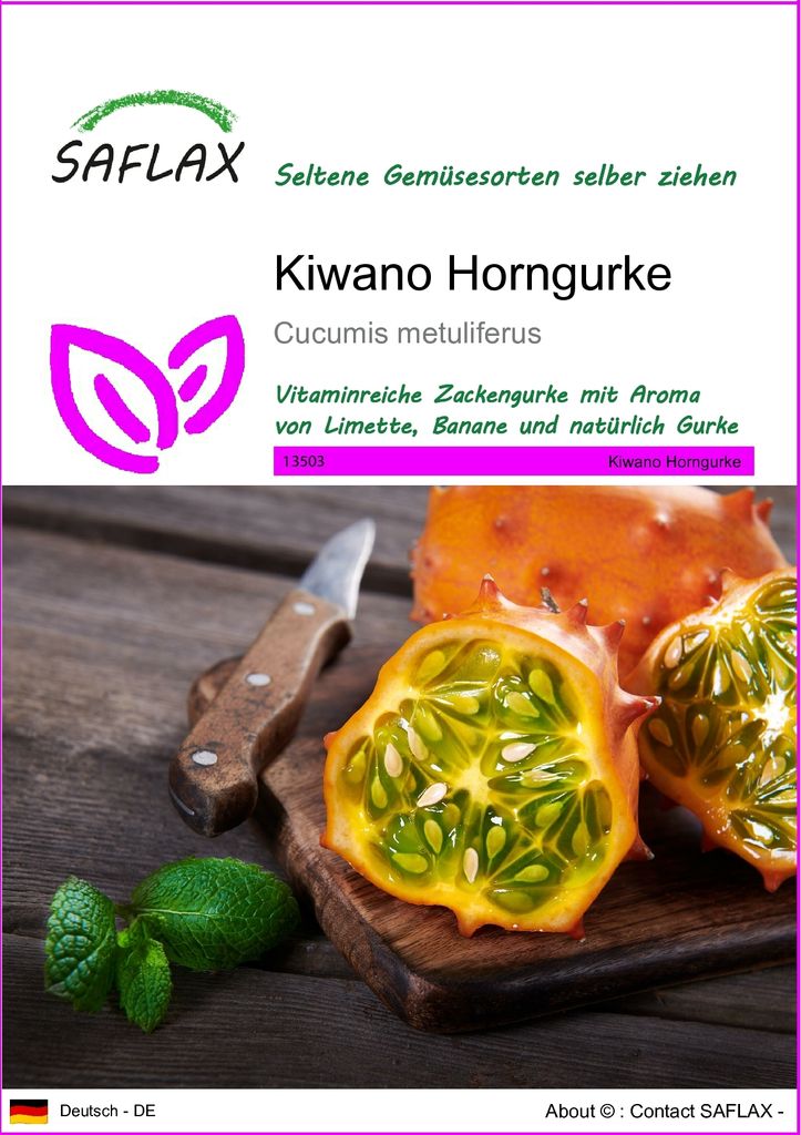 SAFLAX  - Kiwano Horngurke - Cucumis metuliferus - 10 Samen Produktbild 