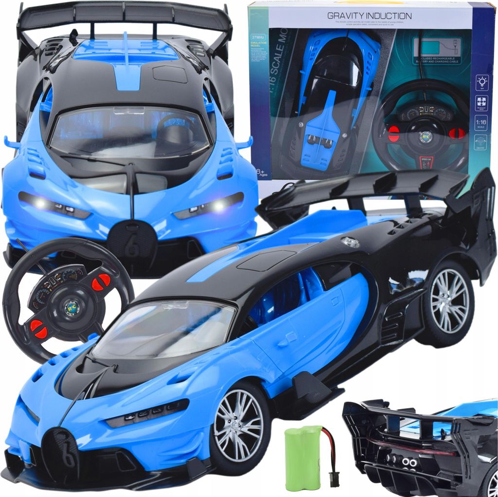 Lolex | Sportwagen RC - 1:12 - Blau - Ziemlich schnell - Mit LED-Lichtern - Ideal für Kinder