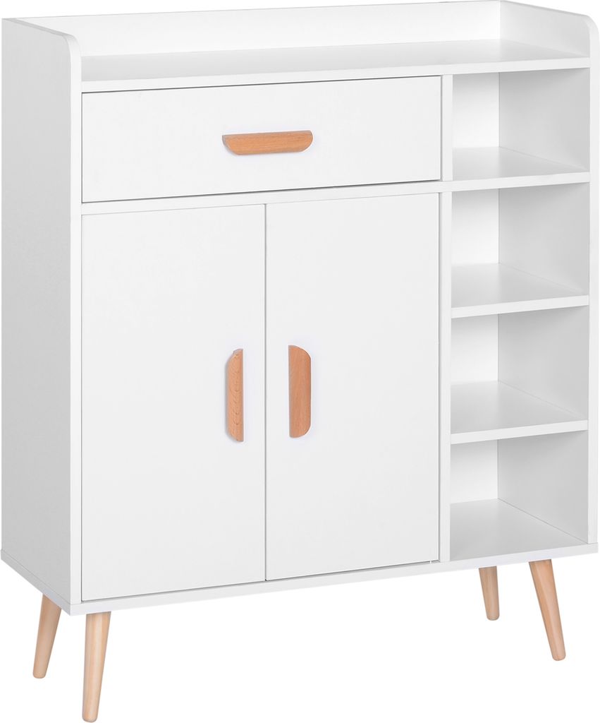 HOMCOM Buffet-Sideboard-Schrank, Konsolenschrank, Mehrzweck-Esszimmermöbel, Wohnzimmer, Badezimmer, Flur, 80 x 29,5 x 96 cm