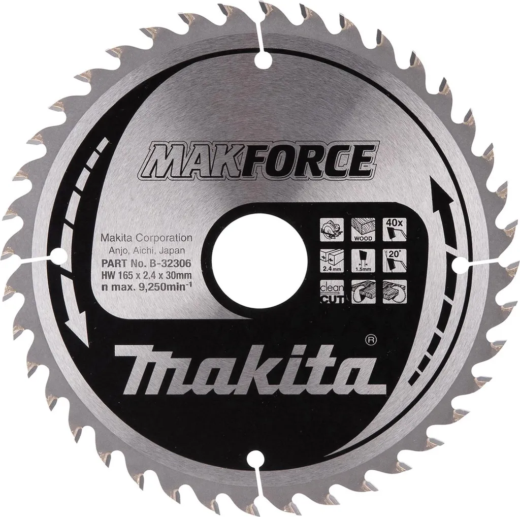 Lame de scie circulaire Makita B-08006 Makforce 165x30mm 40 dents Bois