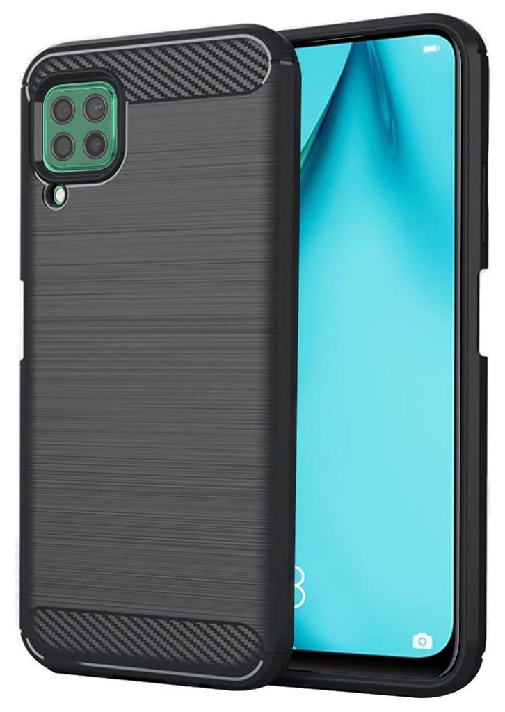 Techsuit Carbon Silicone Back Cover Hülle für Huawei P40 Lite - Schwarz