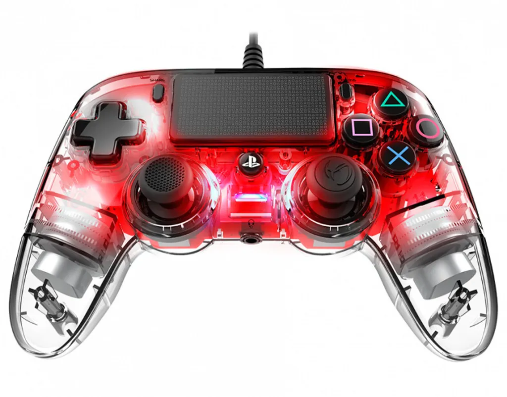 Manette Nacon PS4 Wired Compact Controller Light Edition Rouge Translucide
