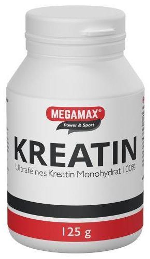 MEGAMAX Power & Sport 100 % reines Kreatin Monohydrat Pulver, 125 g Pulver