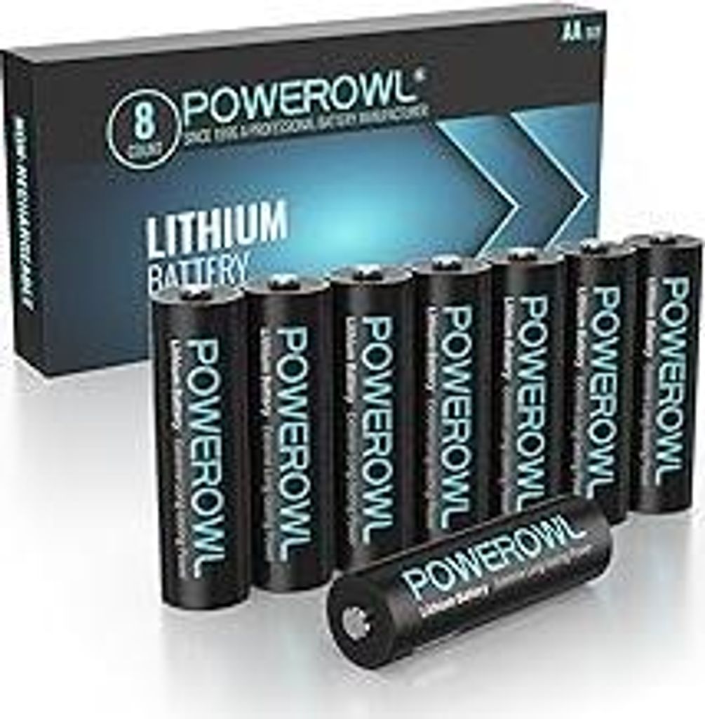 POWEROWL AA Lithium Batterien, 8 Stück, hohe Kapazität, langlebig, 1,5 V Lithium AA Batterie für High-Tech-Geräte (Nicht wiederaufladbar)
