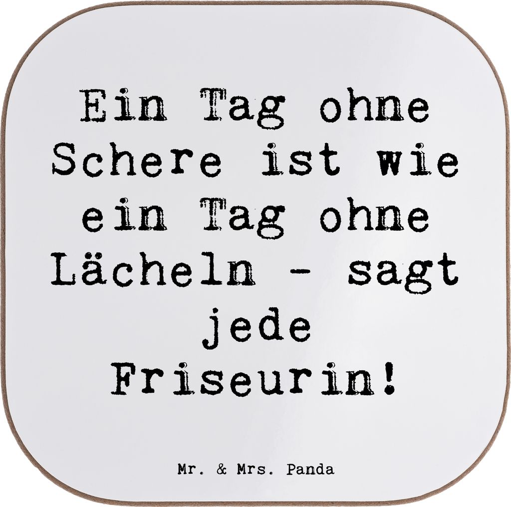 Mr. & Mrs. Panda Tischuntersetzer Spruch Friseurin Schere - Weiß - Geschenk, gläseruntersetzer, Untersetzer für Gläser, Kreativität, Kundenser...