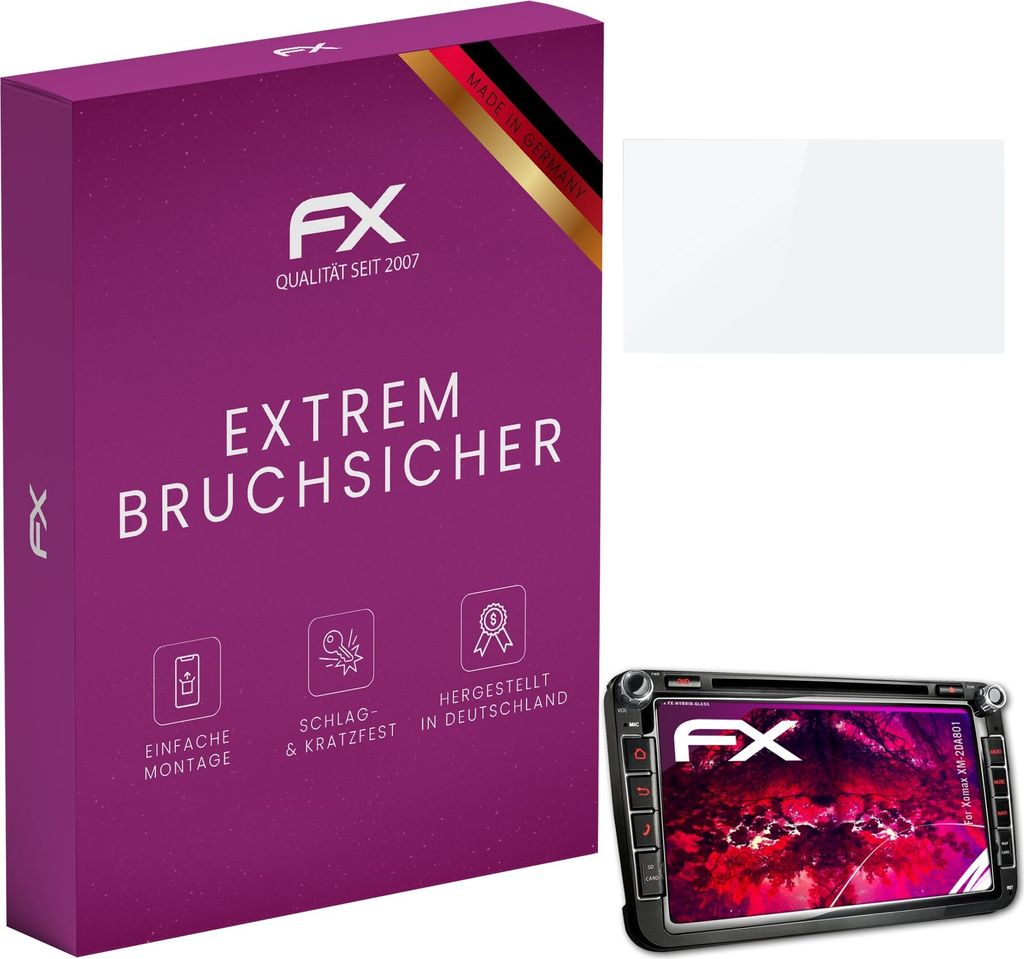 atFoliX FX-Hybrid-Glass Displayfolie kompatibel mit Xomax XM-2DA801 Glasfolie