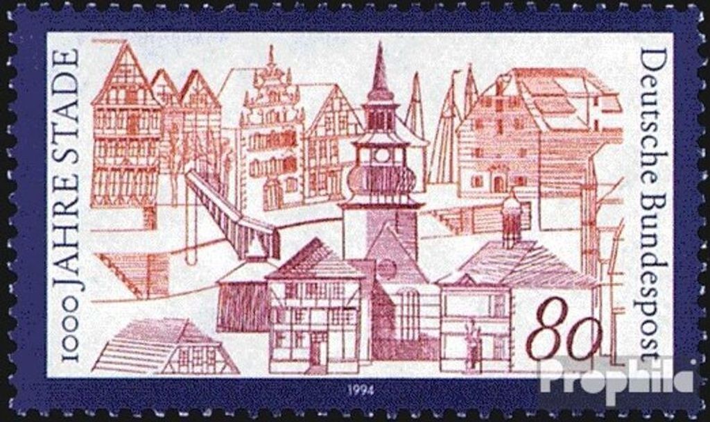 Briefmarken BRD (BR.Deutschland) 1994 Mi 1709 (kompl.Ausgabe) postfrisch 1000 Jahre Stade