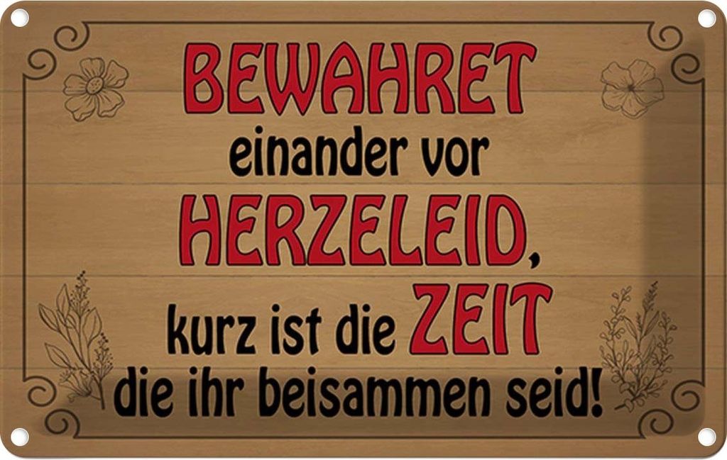 vianmo Blechschild 12x18 cm bewahret einander vor Herzeleid Spruch Zitat