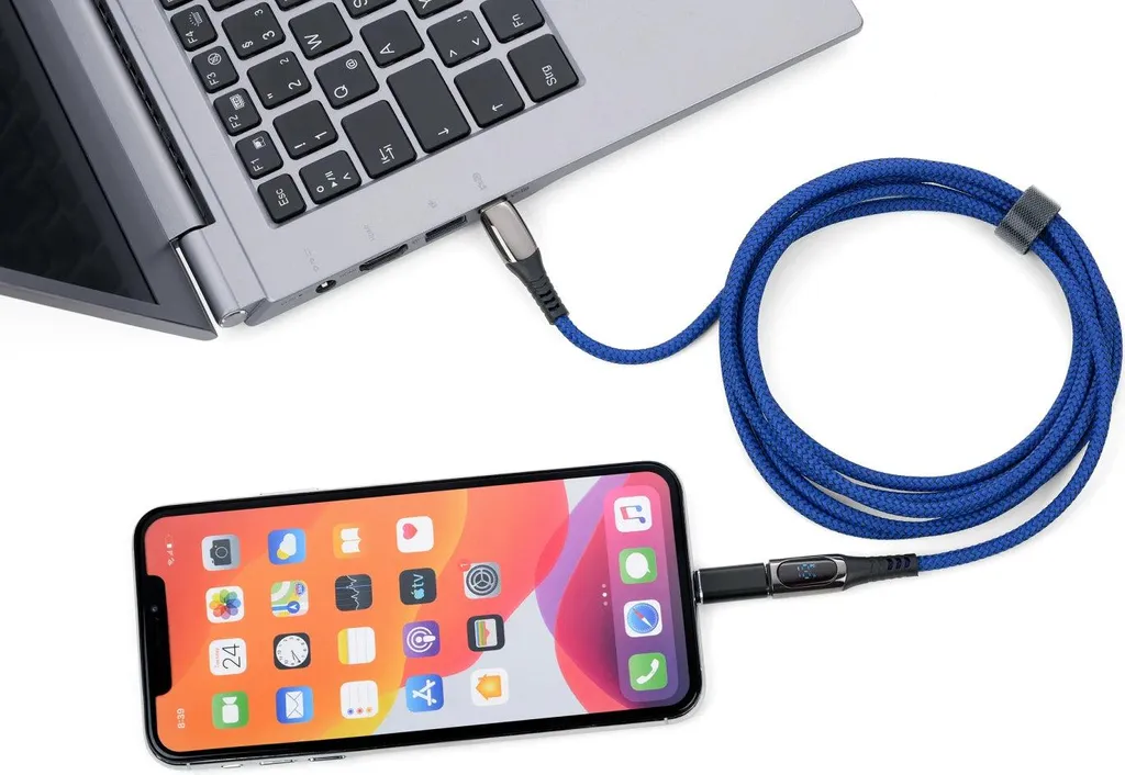 Câble de charge TROIKA SPEEDY XL bleu de 2m pour synchronisation rapide