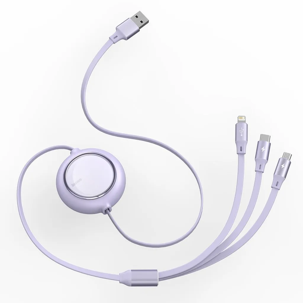 Baseus Câble 3-en-1 USB vers Lightning Type-C Micro USB 1.2m Violet