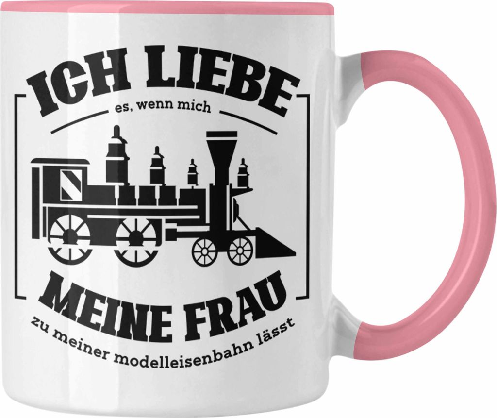 Trendation - Lustige Modelleisenbahn Tasse Geschenk für Eisenbahner (Rosa)