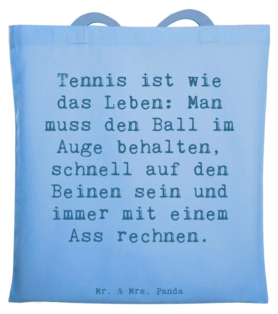 Mr. & Mrs. Panda Jutebeutel Spruch Tennis Lebensweisheit - Sky Blue - Geschenk, Tote Bag, Sportart, spielen, Ball, Teamsport, Doppel, Laptoptasche,...