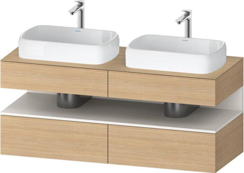 Duravit Qatego Konsolenwaschtischunterbau, 2 Auszüge, 2 Schubkästen, 2 Ausschnitte, 1400x550x600mm, Nische Weiß Supermatt, QA4767084300010