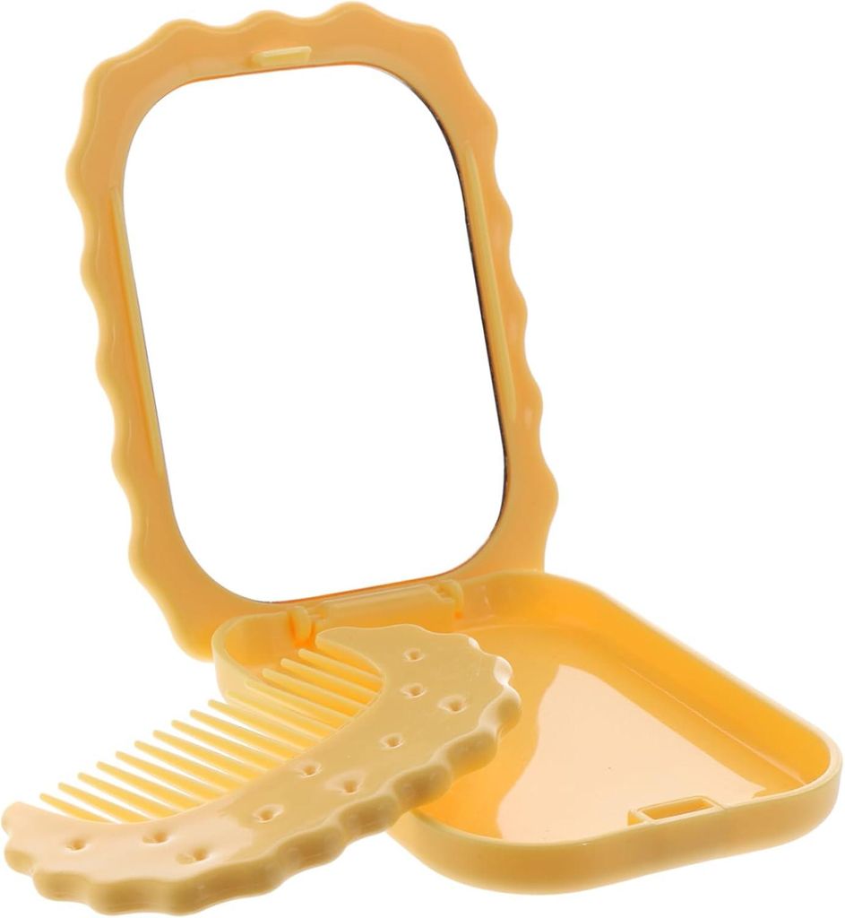 Kleiner Reise-Schminkspiegel mit kompaktem Klappkamm, praktischer Mini-Handspiegel für Damen, trendig und sicher