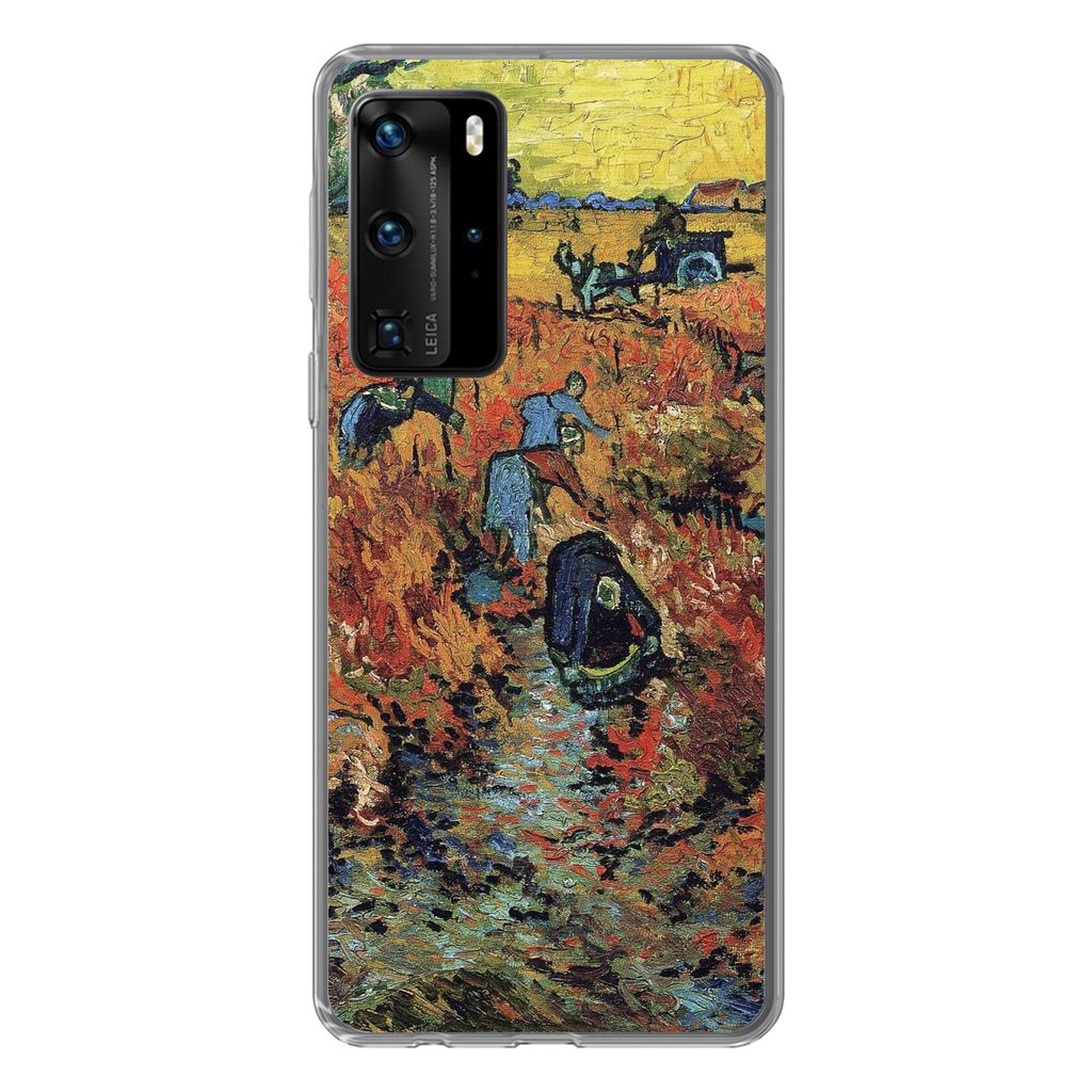MuchoWow Handyhülle Schutzhülle Hülle für Huawei P40 Pro Der rote Weinberg - Vincent van Gogh Silikon Softcase Handy Hülle - Schutz