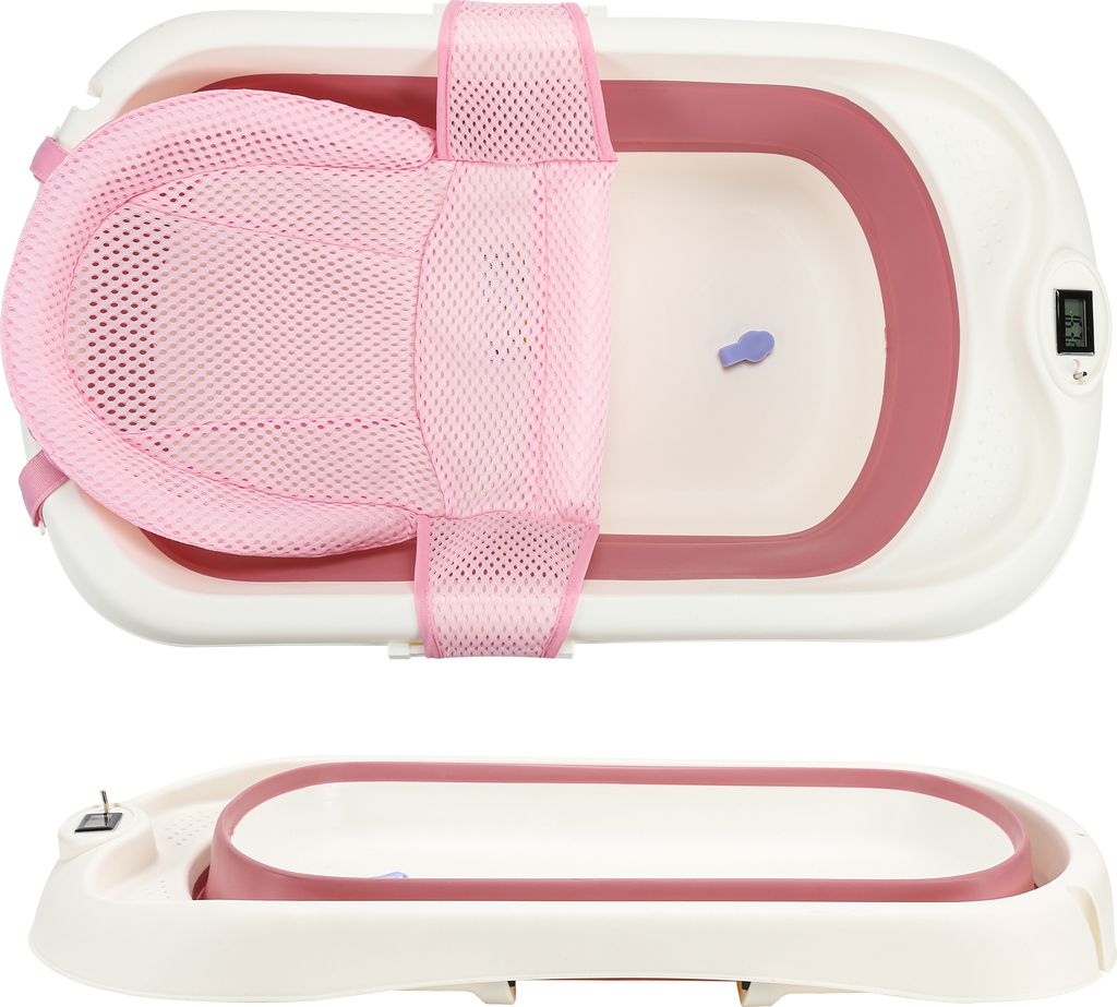 Jayseuw Faltbare Baby Badewanne 83cm Babybadewanne Anti Rutsch Badewanne für Baby,Rosa