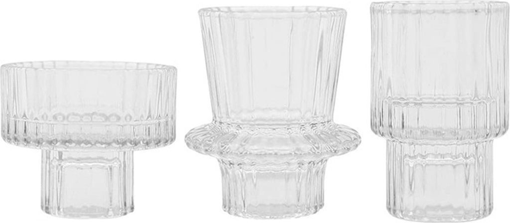 3-teiliger doppelseitiger Kerzenhalter aus Glas, durchsichtig, konisch, Säule, Teelicht, Duftkerze, Kerzenhalter, Kerzenständer, Hochzeitsfeier, ...