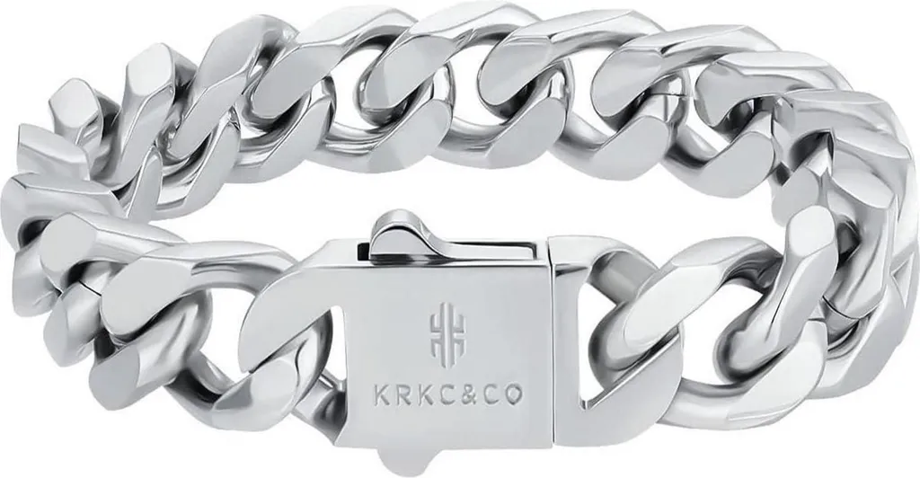 Bracelet Cuban KRKC&CO 14mm en Acier Plaqué Or 18K pour Homme 22,9cm