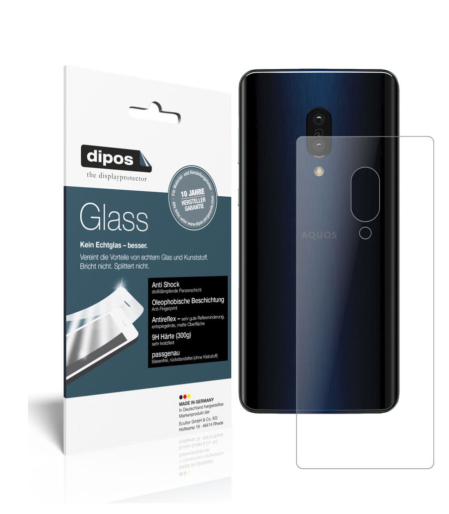 1x Schutzfolie für Sharp Aquos Zero 2 Rückseite matt - Anti-Shock 9H Folie dipos Glass Kunststoffglas