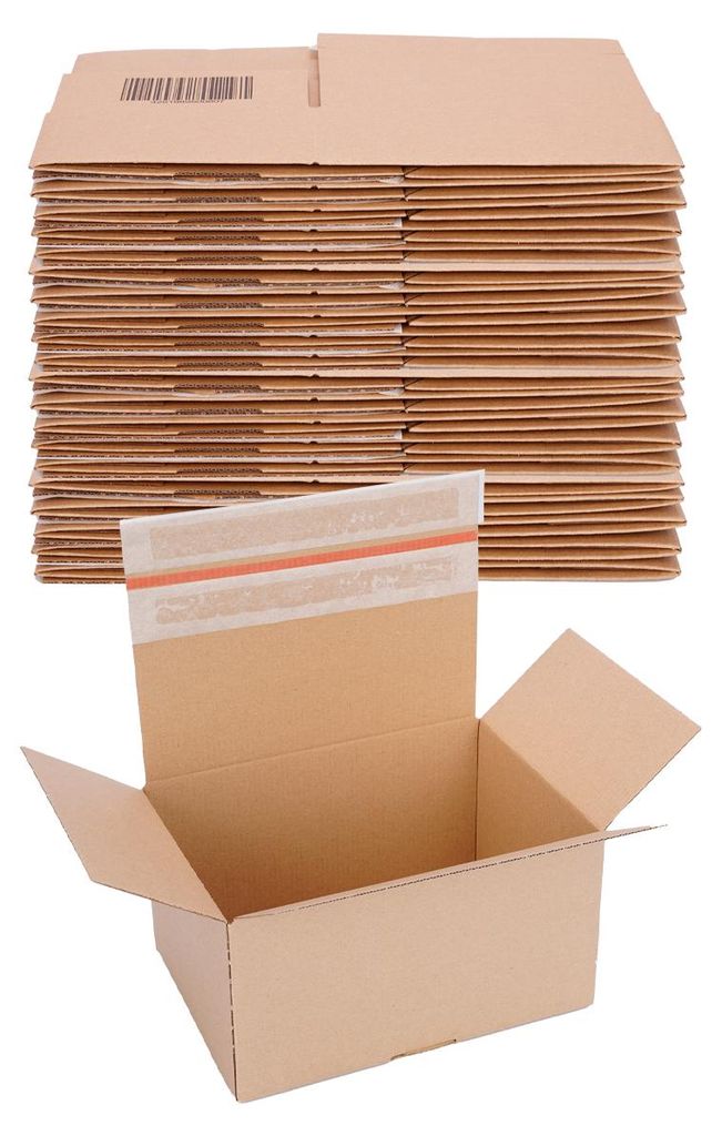 Automatik Karton - 40 Versandkartons mit selbstklebendem Deckel - Kartonagen 213 x 153 x 109 mm - VP30