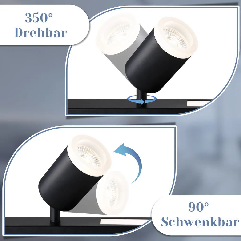 Rampe de Spots de Plafond Design Noir Orientable avec Intensité Variable ZMH