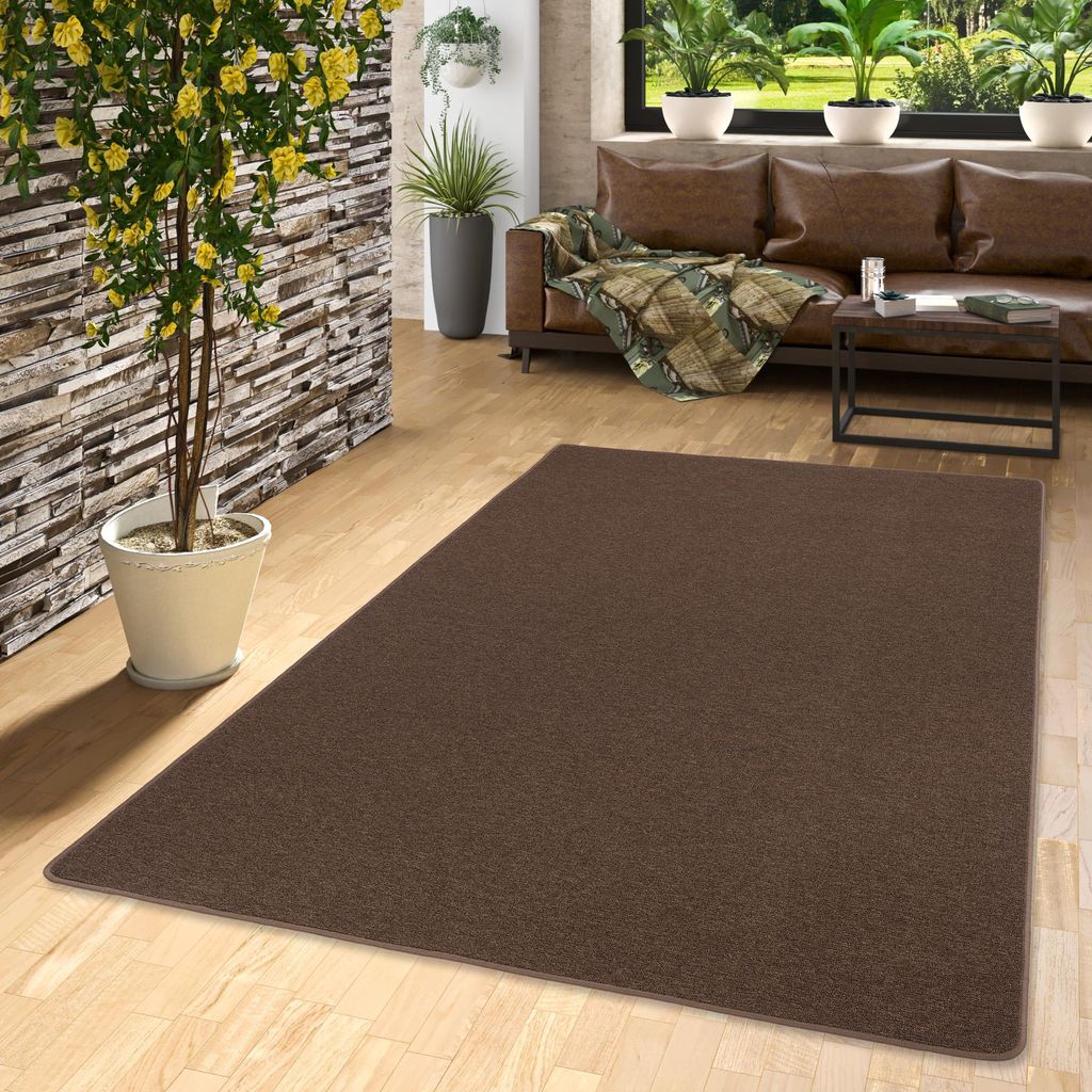 Feinschlingen Velour Teppich Strong Dunkelbraun, Produktbild 