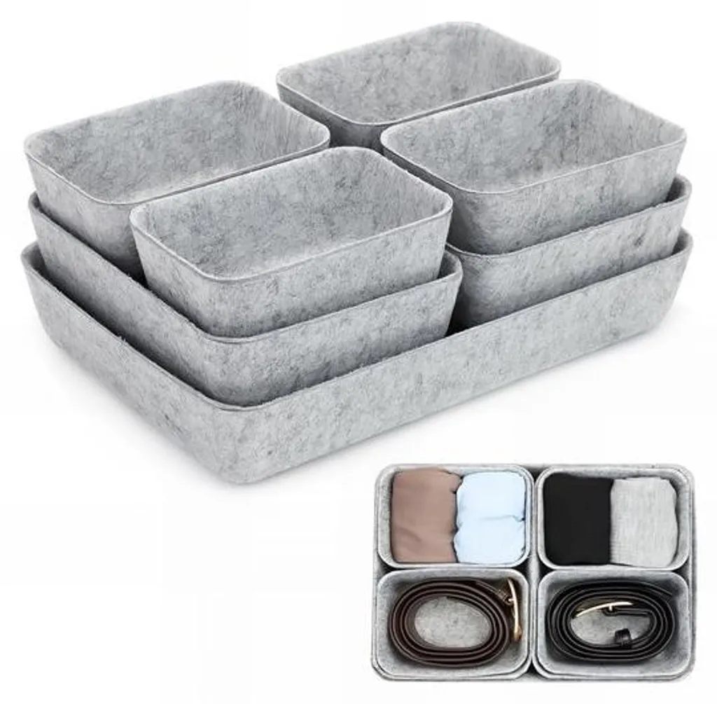 Organiseur polyvalent 7 pièces gris clair pour cuisine et tri de bureau