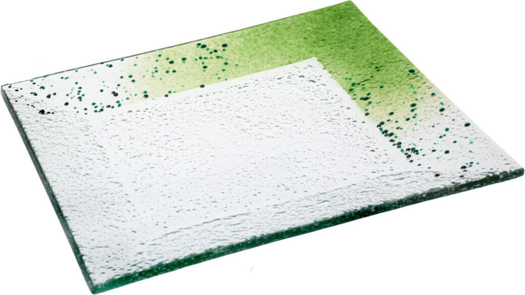 Glasteller Schale Tischdeko quadratisch Design Max Fusing Glas ca. 32x32cm Handmade Gruen