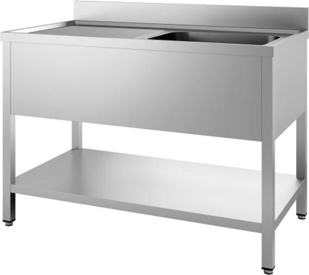 Combisteel Spültisch 1 Becken rechts mit Grundboden aus Edelstahl 2000x600x850mm